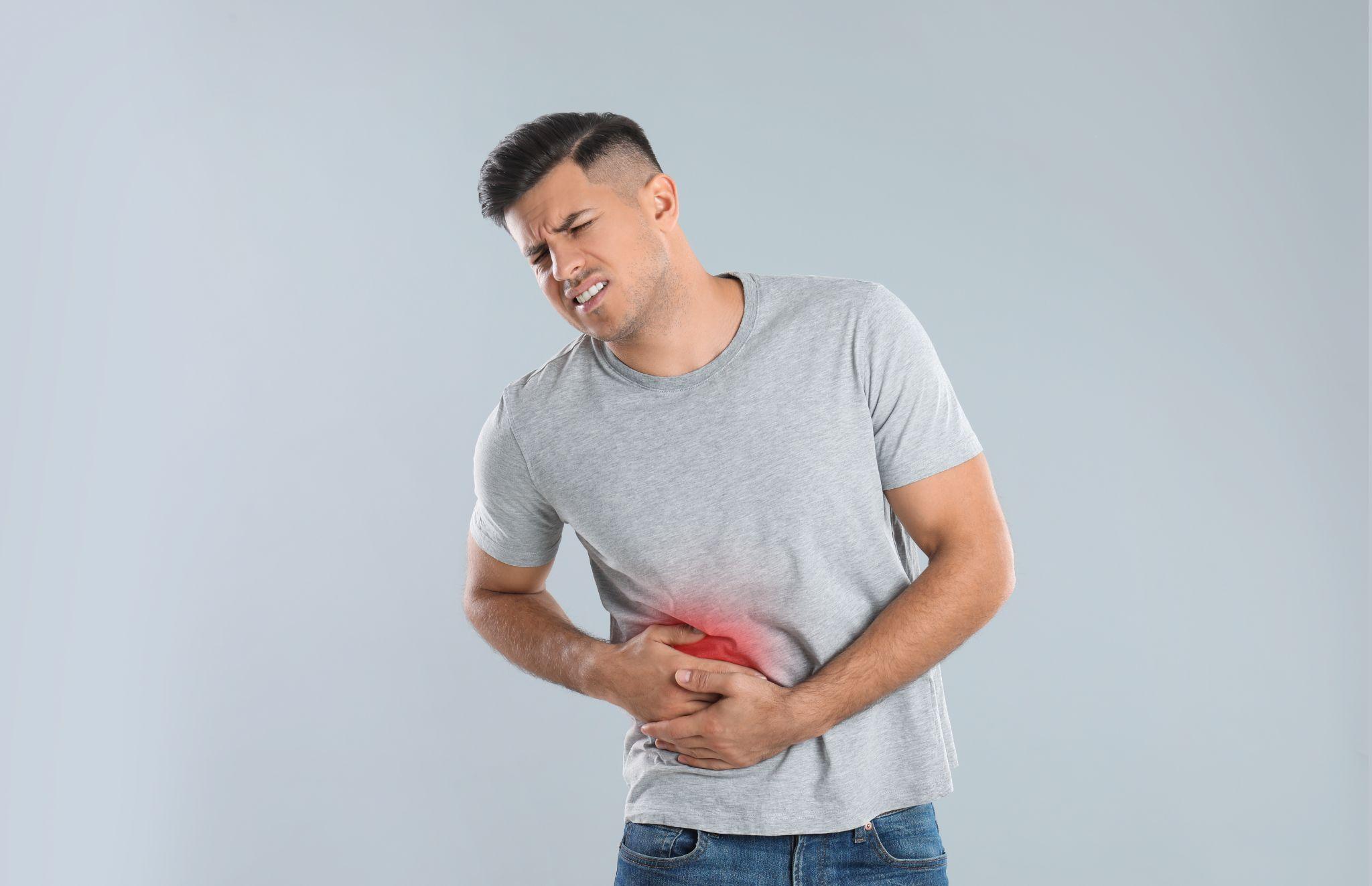 Man suffering from liver pain
