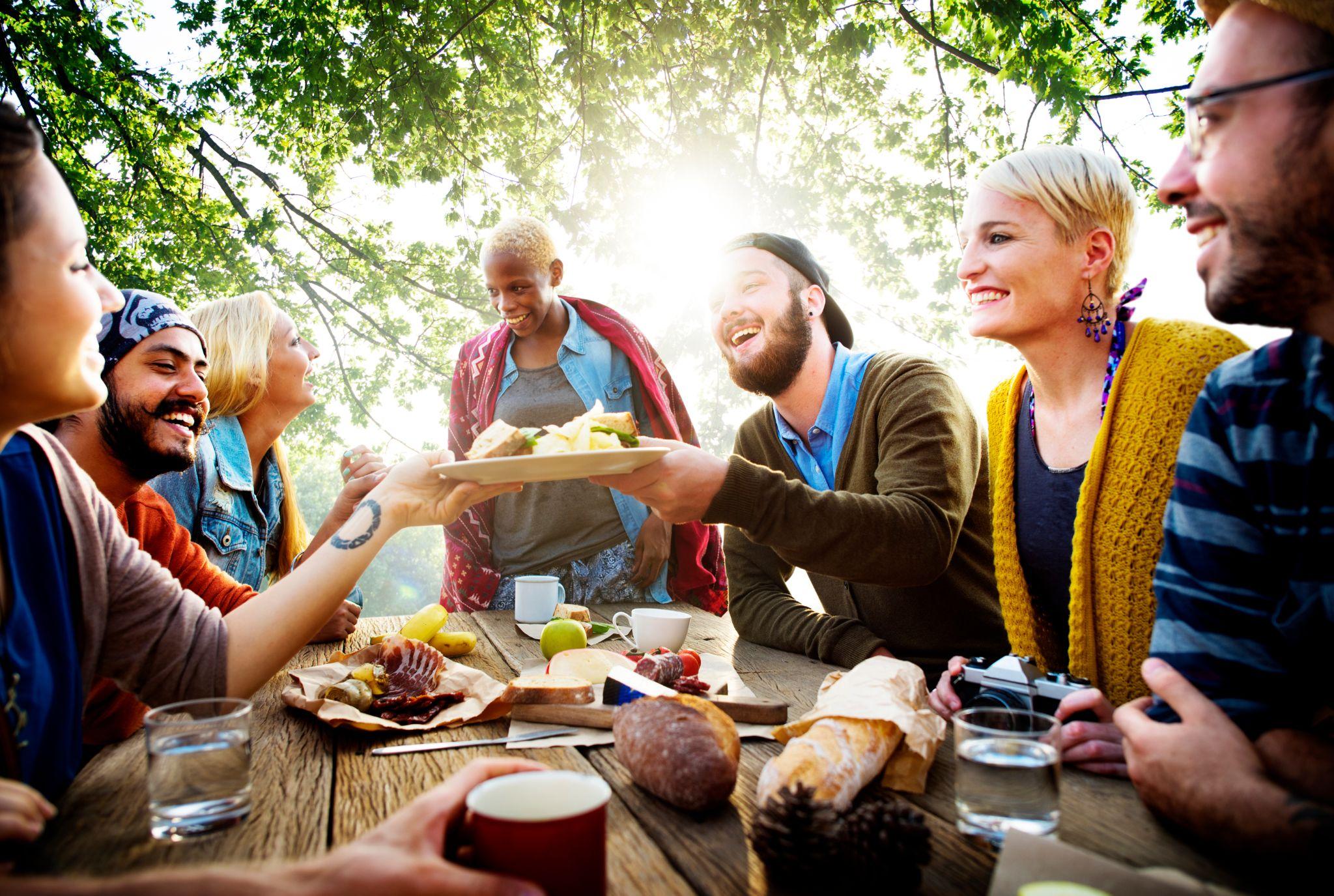 Friends friendship outdoor dining people concept