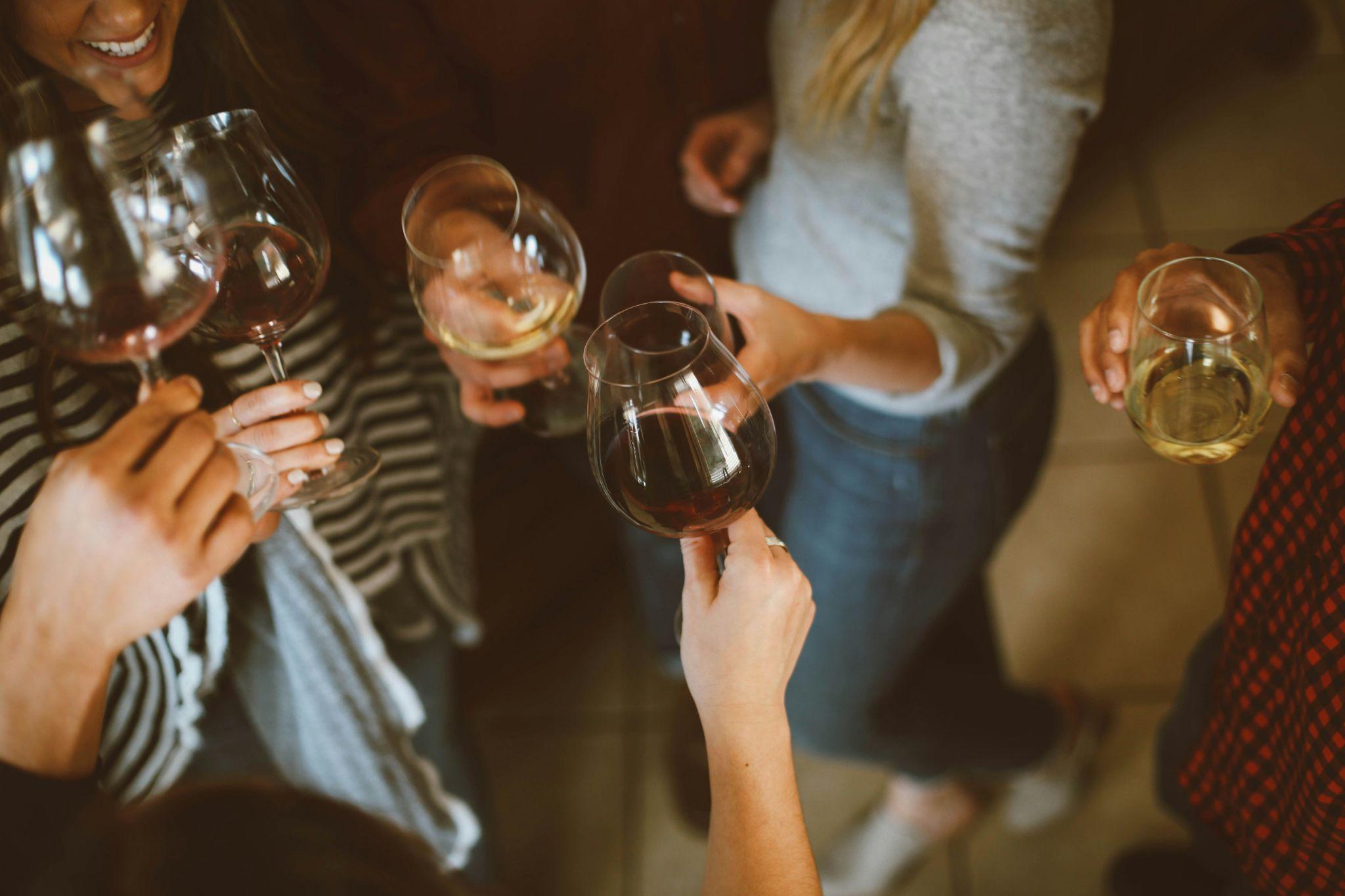 Group of women toasting wine glasses