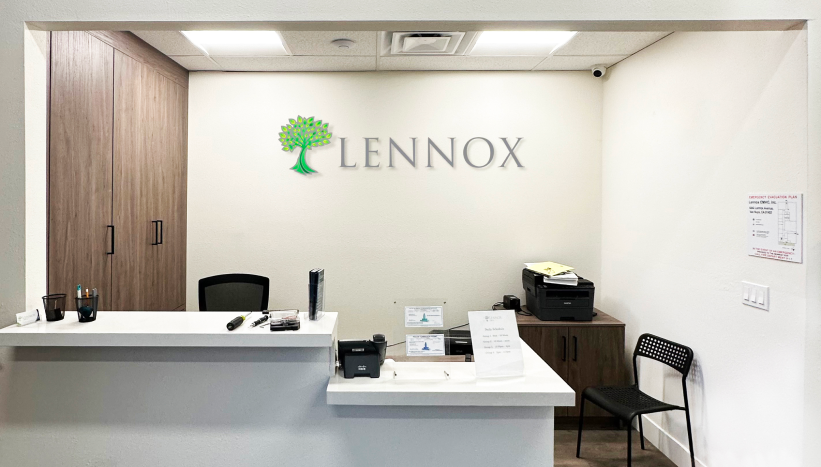 reception desk at Lennox addiction rehab center