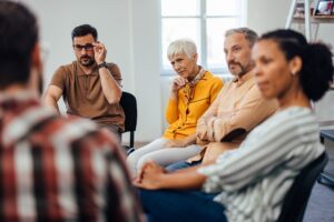 therapist leading a group on addiction recovery at premier drug and alcohol rehab, San Marino